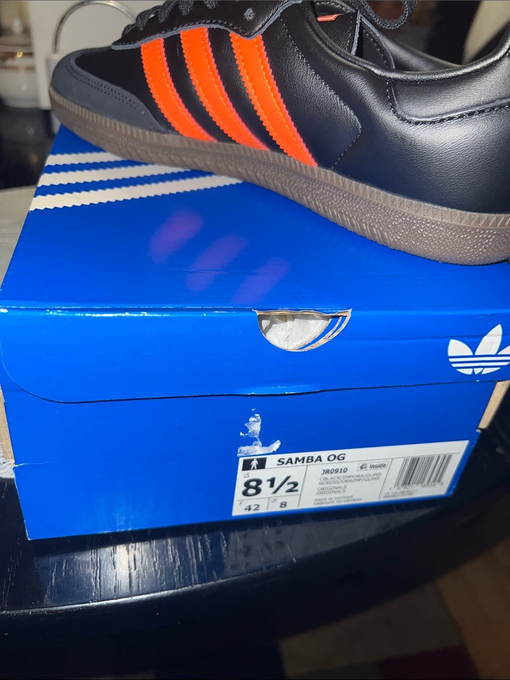 adidas Samba OG Black with Bright Orange Stripes